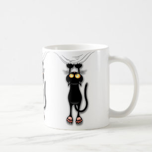 Café Gato negro de la diversión que cae abajo taza