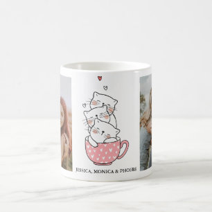 Café Gatos apilados en taza de fotos de té