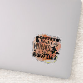 Café, gatos negros, brujas Pegatina de Halloween d