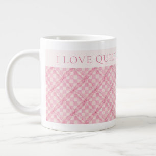 Café Gigante ALMOHADÓN DE CHECK PINK Taza Blanca Grande + Texto