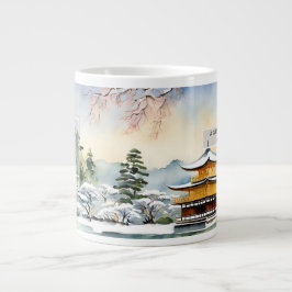 Café Gigante Arte de Acuarela de Invierno de Kioto - Taza
