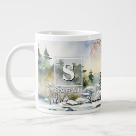 Café Gigante Arte de Acuarela de Invierno de Kioto - Taza