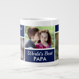 Café Gigante Colage de Fotos del Mejor Papá del Mundo en Taza d