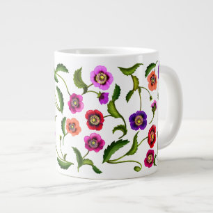 Café Gigante El jardín colorido de la amapola florece la taza