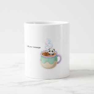 Café Gigante Ilustración de Panda Kawaii Adorable en Taza de Té