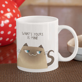 Café Gigante Lo Tuyo Es Mío Taza De Gato Divertida Siamesa