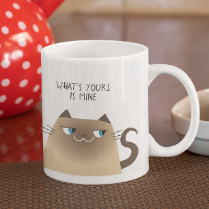 Café Gigante Lo Tuyo Es Mío Taza De Gato Divertida Siamesa