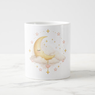 Café Gigante Luna y Estrellas Pastel Acogedor Taza de Cerámica