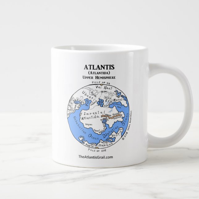 Café Gigante Mapa de la Atlántida - ambos hemisferios - taza (Derecha)