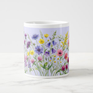 Café Gigante Pradera de flores silvestres acuarelas. Taza espec