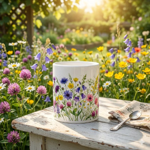 Café Gigante Prado de flores silvestres acuarelas. Taza especia