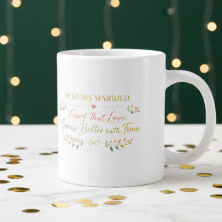 Café Gigante Regalo de taza elegante de aniversario de 10 años