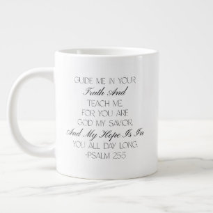 Café Gigante Salmo 25:5 Taza con Versículo de la Biblia de la E