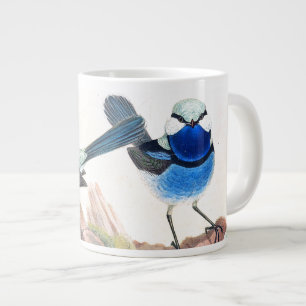 Café Gigante Taza azul del jumbo de los animales de la fauna de