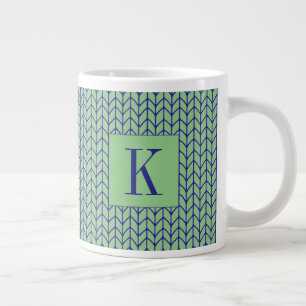 Café Gigante Taza blanca grande de punto verde azulado + Inicia