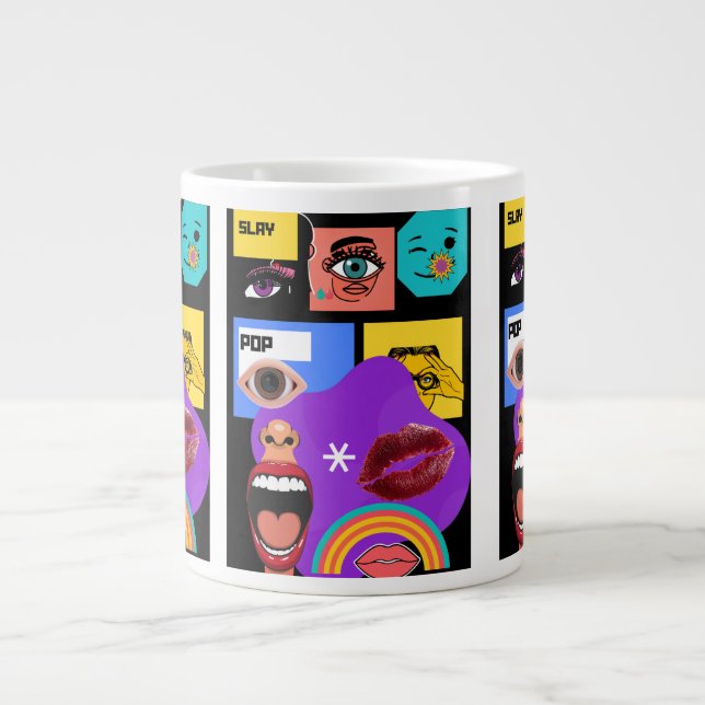 Café Gigante Taza Bold Pop Art | Estilo de cómic retro (Frente)
