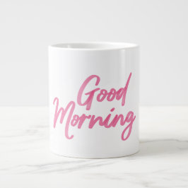 Café Gigante Taza clásica "Buenos días" de acuarela rosa