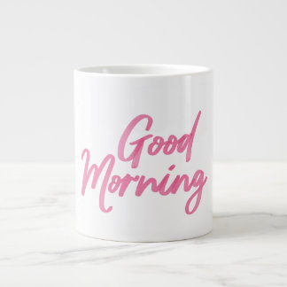 Café Gigante Taza clásica "Buenos días" de acuarela rosa