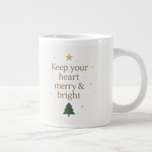 Café Gigante Taza con cita minimalista de Navidad 'Alegre y Bri