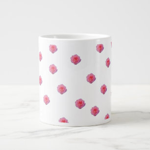 Café Gigante Taza con estampado de rosa rosa