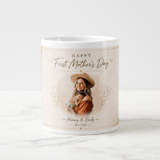 Café Gigante Taza con Foto Personalizada Feliz Primer Día de la