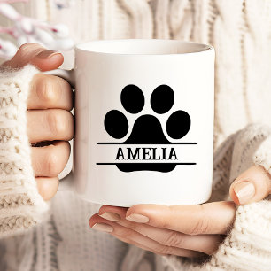 Café Gigante Taza con huella de pata de mascota personalizada  