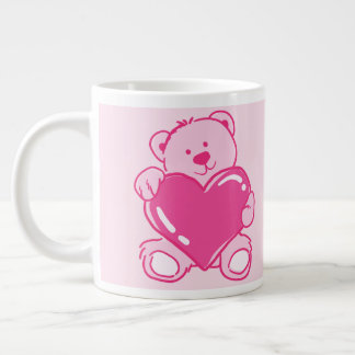 Café Gigante Taza con letra A rosa con corazón de osito de pelu