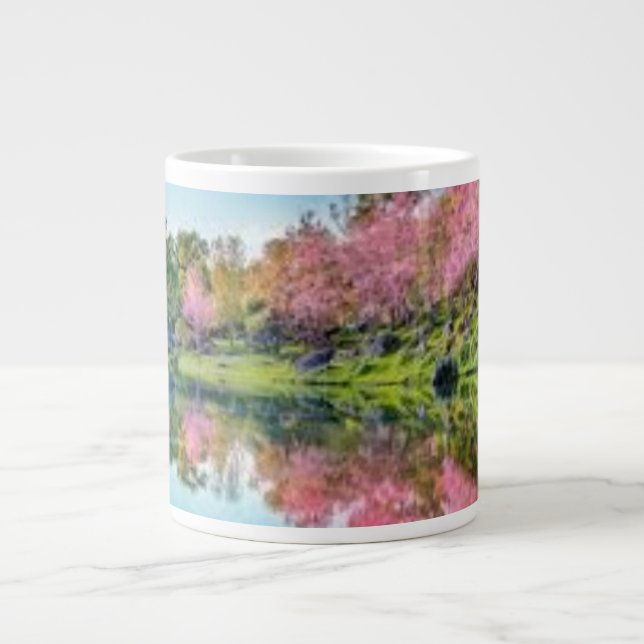 Café Gigante Taza con salpicaduras de tinta de arcoíris vibrant (Frente)