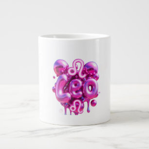 Café Gigante Taza con tipografía de Leo en letras burbuja rosad