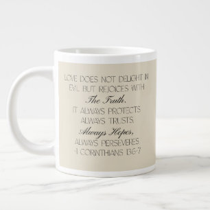 Café Gigante Taza con versículo de esperanza de la Biblia 1 Cor