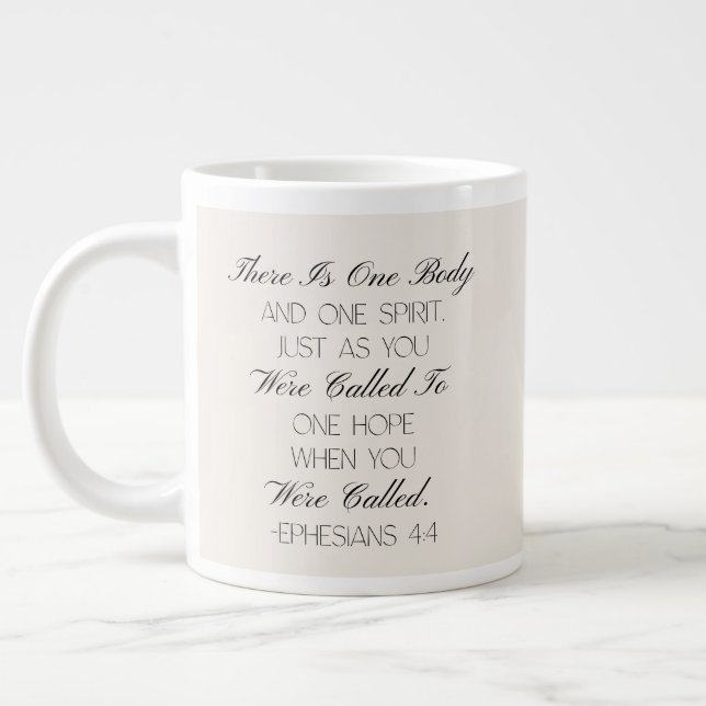 Café Gigante Taza con versículo de esperanza Efesios 4:4 (Izquierda)