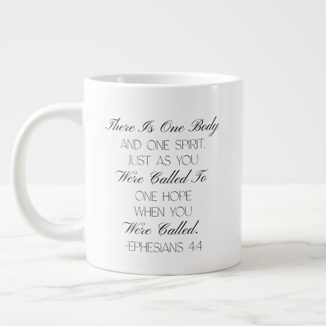 Café Gigante Taza con versículo de esperanza Efesios 4:4 (Izquierda)