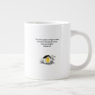 Café Gigante Taza cristiana con versículo bíblico de Nahum 1:7