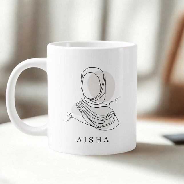 Café Gigante Taza de Arte de Línea de Hijab Personalizada Verso (Subido por el creador)