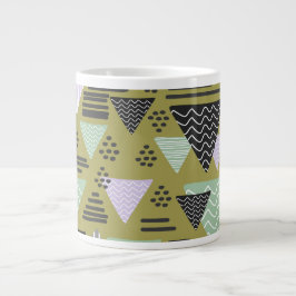 Café Gigante Taza de arte geométrico de triángulos estilo Memph
