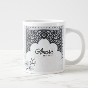 Café Gigante Taza de boda Arabesco elegante Noir y Blanco
