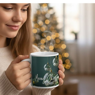 Café Gigante Taza de cerámica blanca navideña acogedora