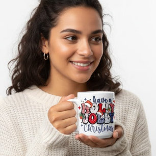 Café Gigante Taza de cerámica con diseño de donut de Navidad al