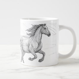 Café Gigante Taza de cerámica con elegante boceto ecuestre