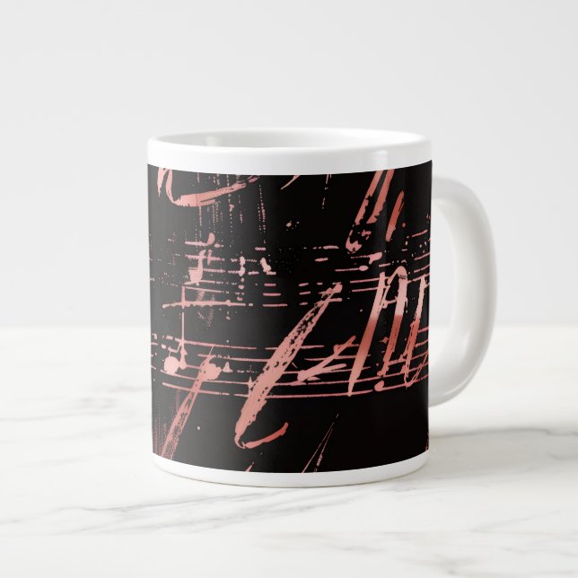 Café Gigante Taza de cerámica jumbo para latte con notas musica (Derecha)