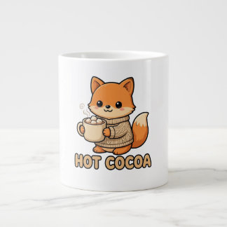 Café Gigante Taza de chocolate caliente con zorro lindo y acoge