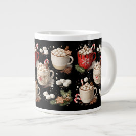 Café Gigante Taza de chocolate caliente de Navidad negra
