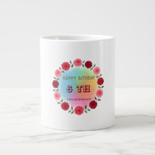 Café Gigante Taza de cumpleaños floral arcoíris Vajilla para