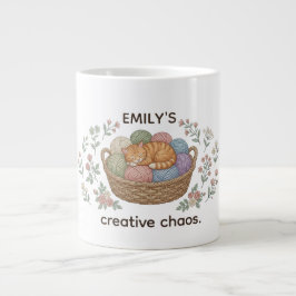 Café Gigante Taza de Especialidad Gato Caos Creativo con Nombre
