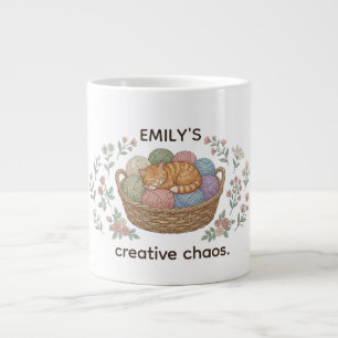 Café Gigante Taza de Especialidad Gato Caos Creativo con Nombre