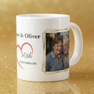 Café Gigante Taza de foto personalizada del 50 aniversario