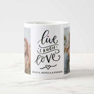 Café Gigante Taza de Foto Personalizada 'Vive, Ríe, Ama'