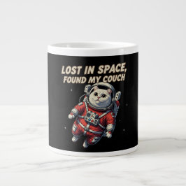 Café Gigante Taza de gato astronauta divertido: Perdido en el e