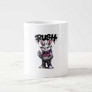 Café Gigante Taza de graffiti de conejo rebelde urbano