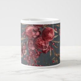 Café Gigante Taza de granada y olivo | Estampado botánico rojo 